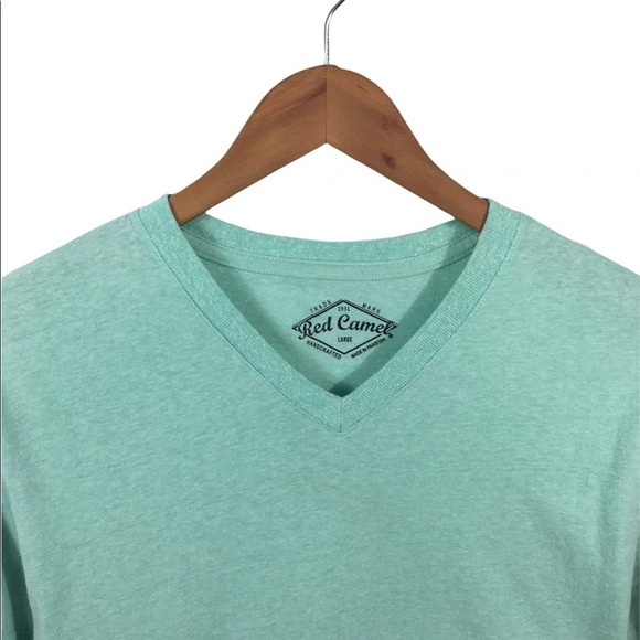 TS617 Men’s Red Camel Trendy Ombré V Neck T Shirt L - Picture 3 of 6